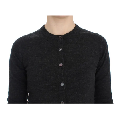 Sort Dolce & Gabbana grå uld cardigan med sorte strik og knapper – spar 30–70% på mode