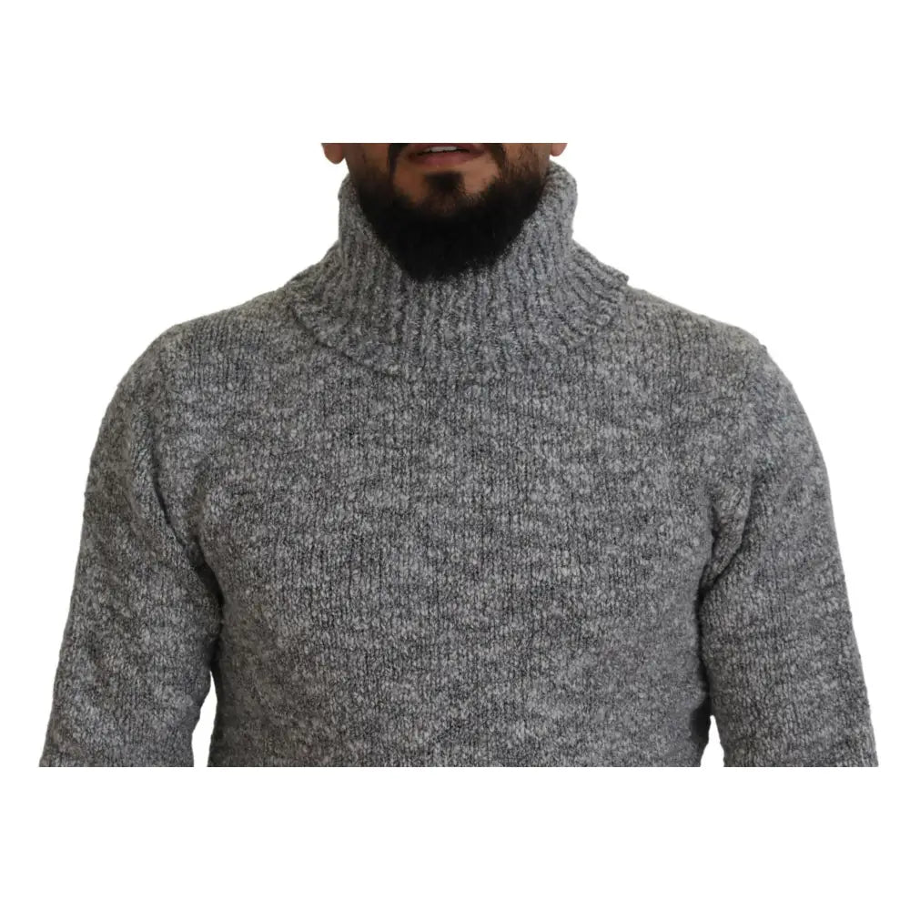Dolce & Gabbana Gray Wool Knit Turtleneck Pullover Sweater