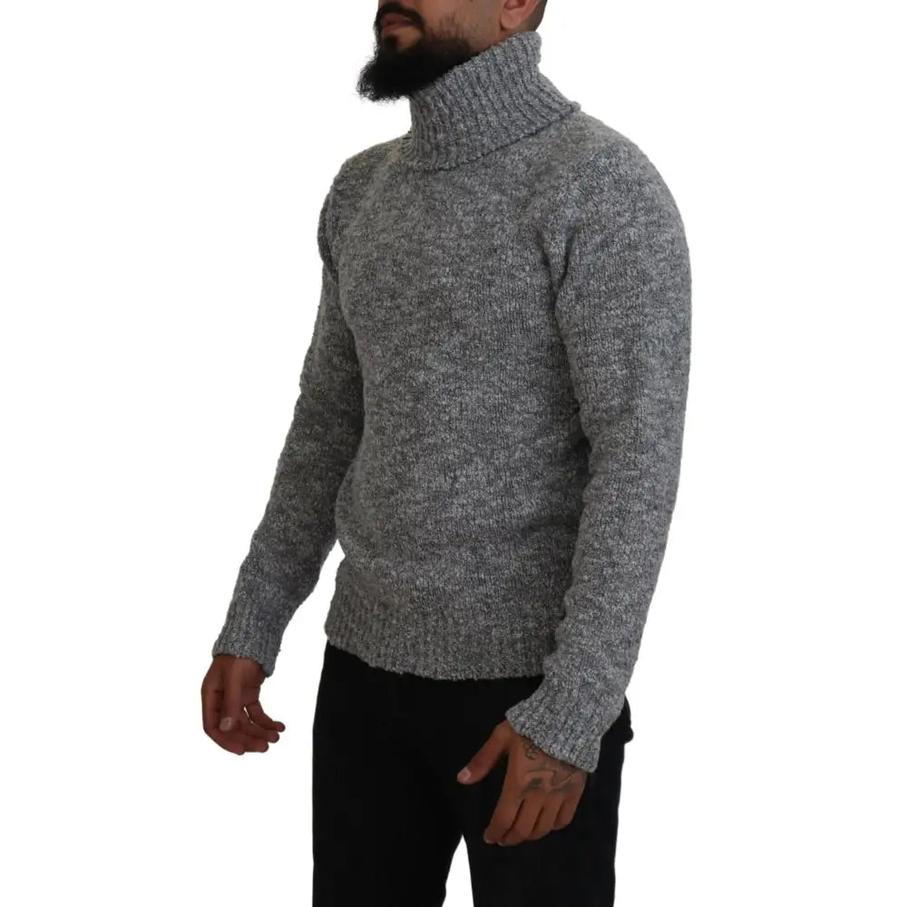 Dolce & Gabbana Gray Wool Knit Turtleneck Pullover Sweater
