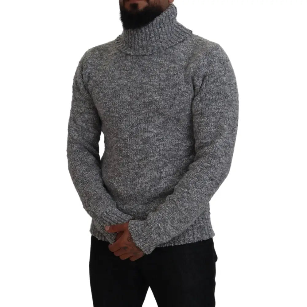 Dolce & Gabbana Gray Wool Knit Turtleneck Pullover Sweater