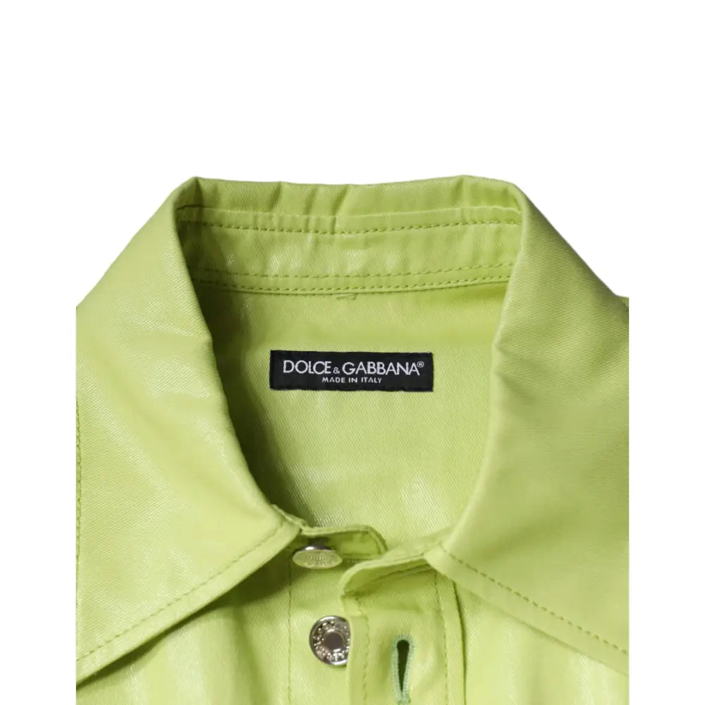 Dolce & Gabbana Green Cotton Collared Men Button Down Shirt