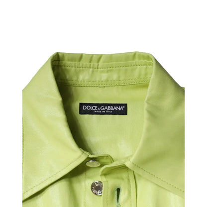 Dolce & Gabbana Green Cotton Collared Men Button Down Shirt
