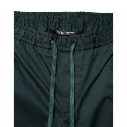 Mørkegrønne elastikbælte bukser med Dolce & Gabbana-mærke i grøn bomuld skinny jogger-stil