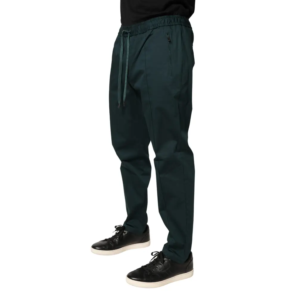 Mørkegrønne Dolce & Gabbana jogger trouser pants i grøn bomuld skinny design