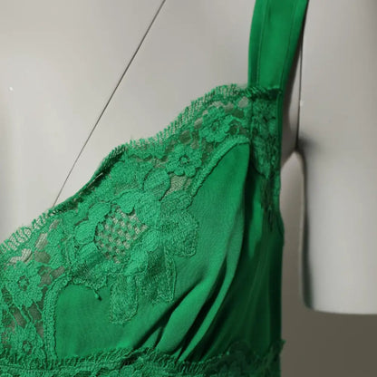 Dolce & Gabbana Green Floral Lace Tank Lingerie Top Underwear