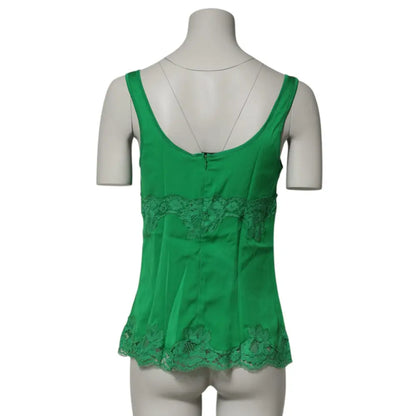 Dolce & Gabbana Green Floral Lace Tank Lingerie Top Underwear