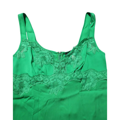 Dolce & Gabbana Green Floral Lace Tank Lingerie Top Underwear