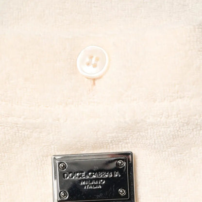 Dolce & Gabbana Ivory Cotton Terry Logo Pocket Polo T-shirt