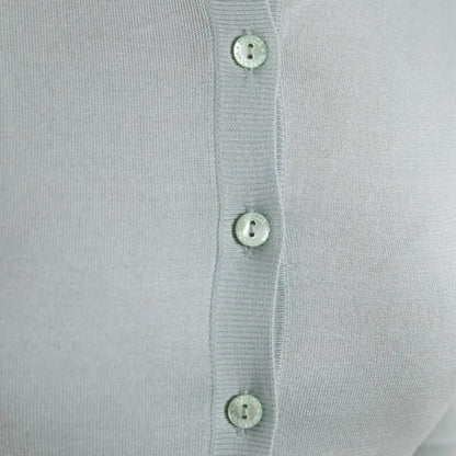 Dolce & Gabbana Light Blue Silk Crew Neck Cardigan Sweater