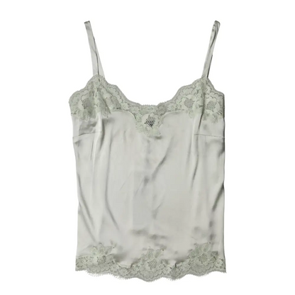 Dolce & Gabbana Light Green Floral Lace Lingerie Top Underwear
