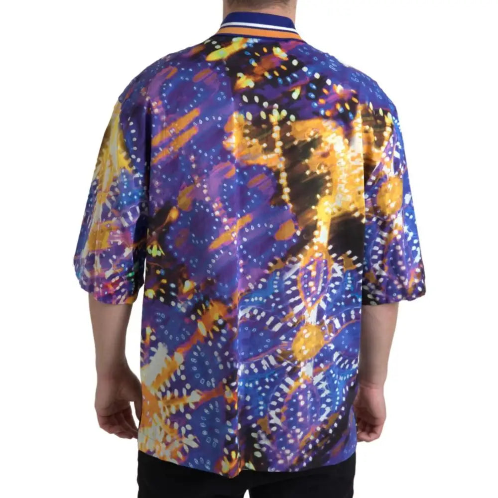 Dolce & Gabbana Luminaire Print Cotton Polo Top Men Shirt