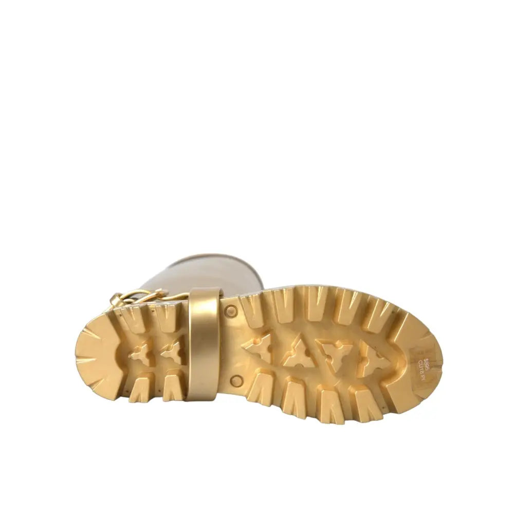 Dolce & Gabbana Metallic Gold Rubber PVC Rain Boots Shoes