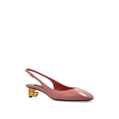 Multicolor calfskin Dolce & Gabbana platform pumps with pink patent slingback and gold heel