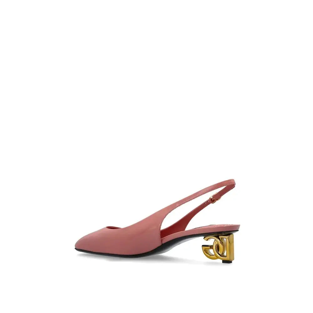 Dolce & Gabbana multicolor calfskin platform pumps i pink læder med guld-logo hæl