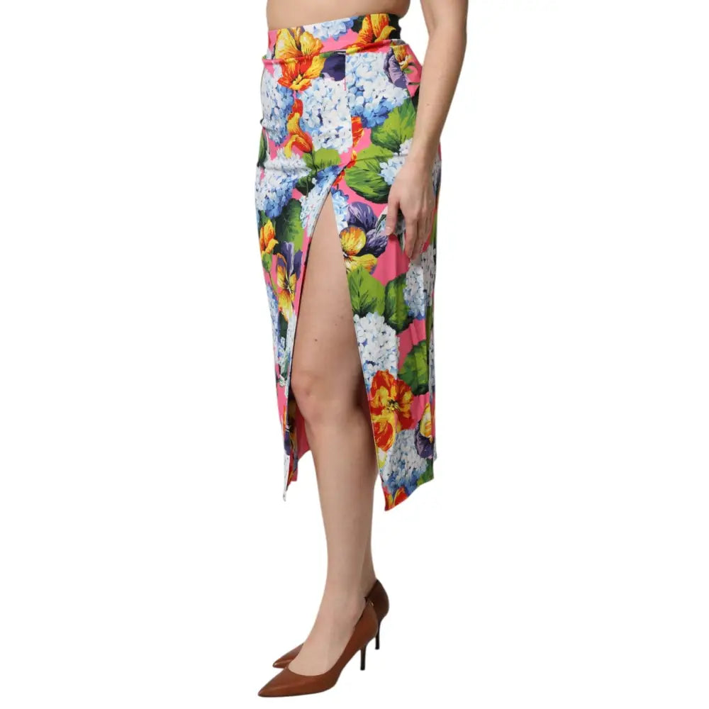 Dolce & Gabbana Multicolor Floral High Waist Midi Skirt