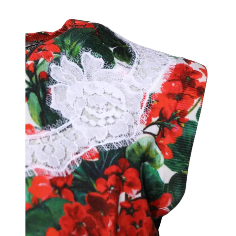 Dolce & Gabbana Multicolor Floral Lace Sleeveless Tank Top