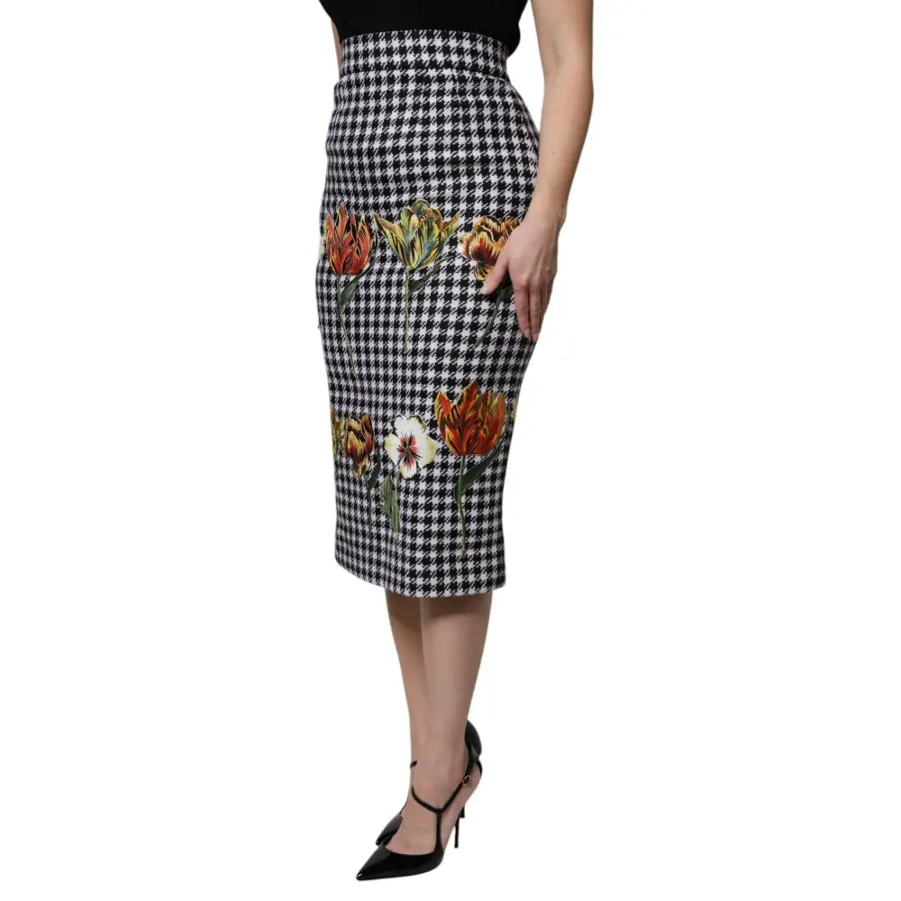 Dolce & Gabbana Multicolor Floral Print High Waist Pencil Cut Skirt