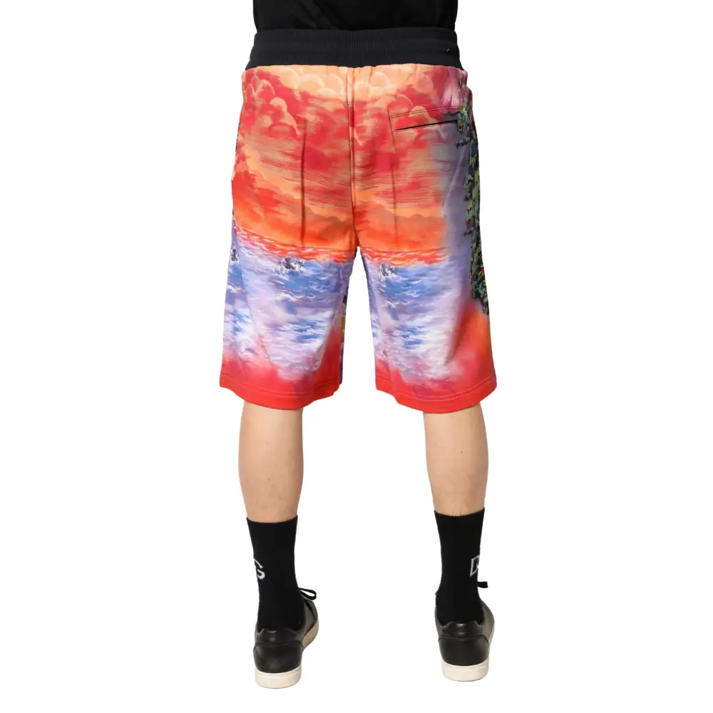 Vibrante solnedgang og havtryk Dolce & Gabbana bermuda shorts i multicolor graphic print