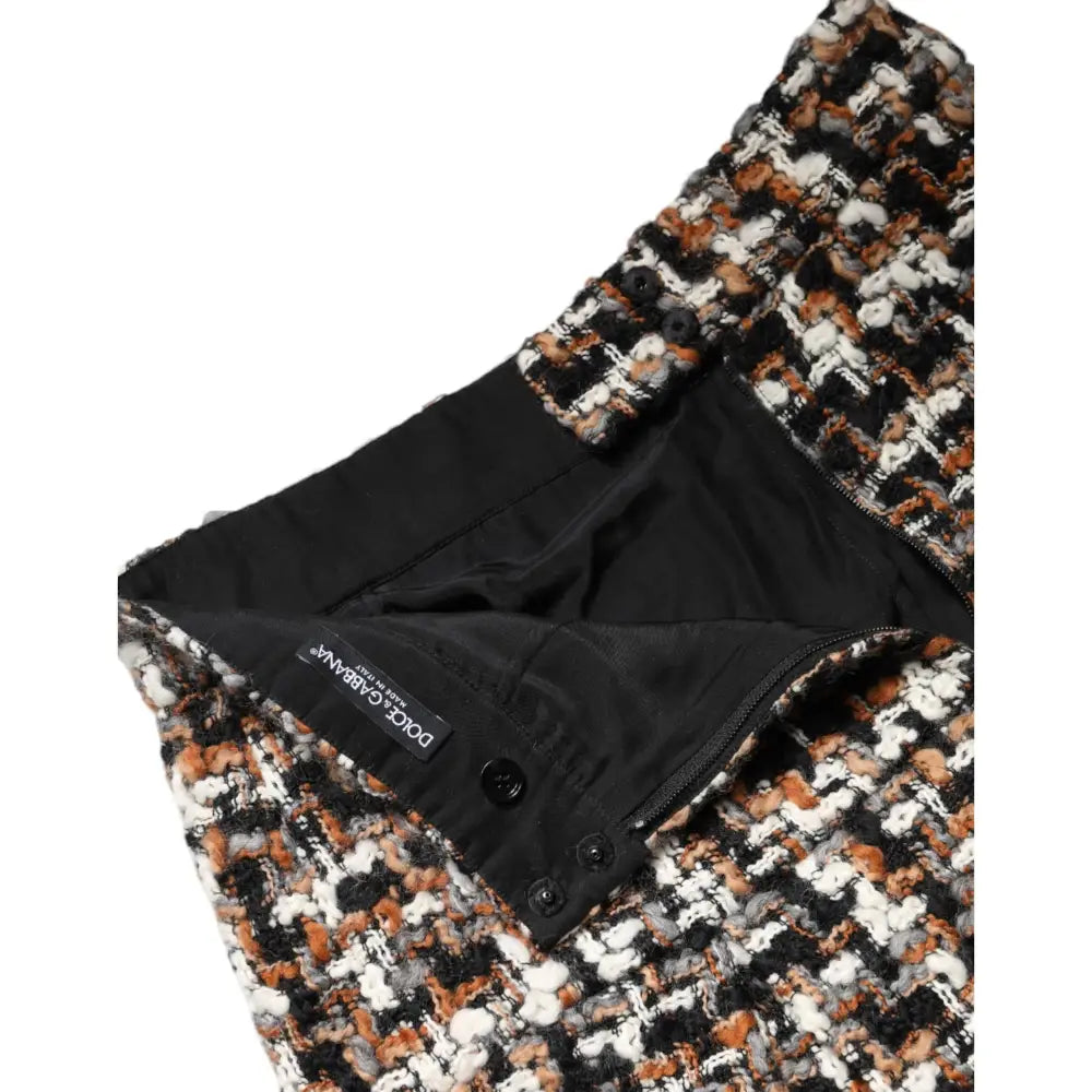 Dolce & Gabbana Multicolor High Waist Tartan Tweed Mini Skirt
