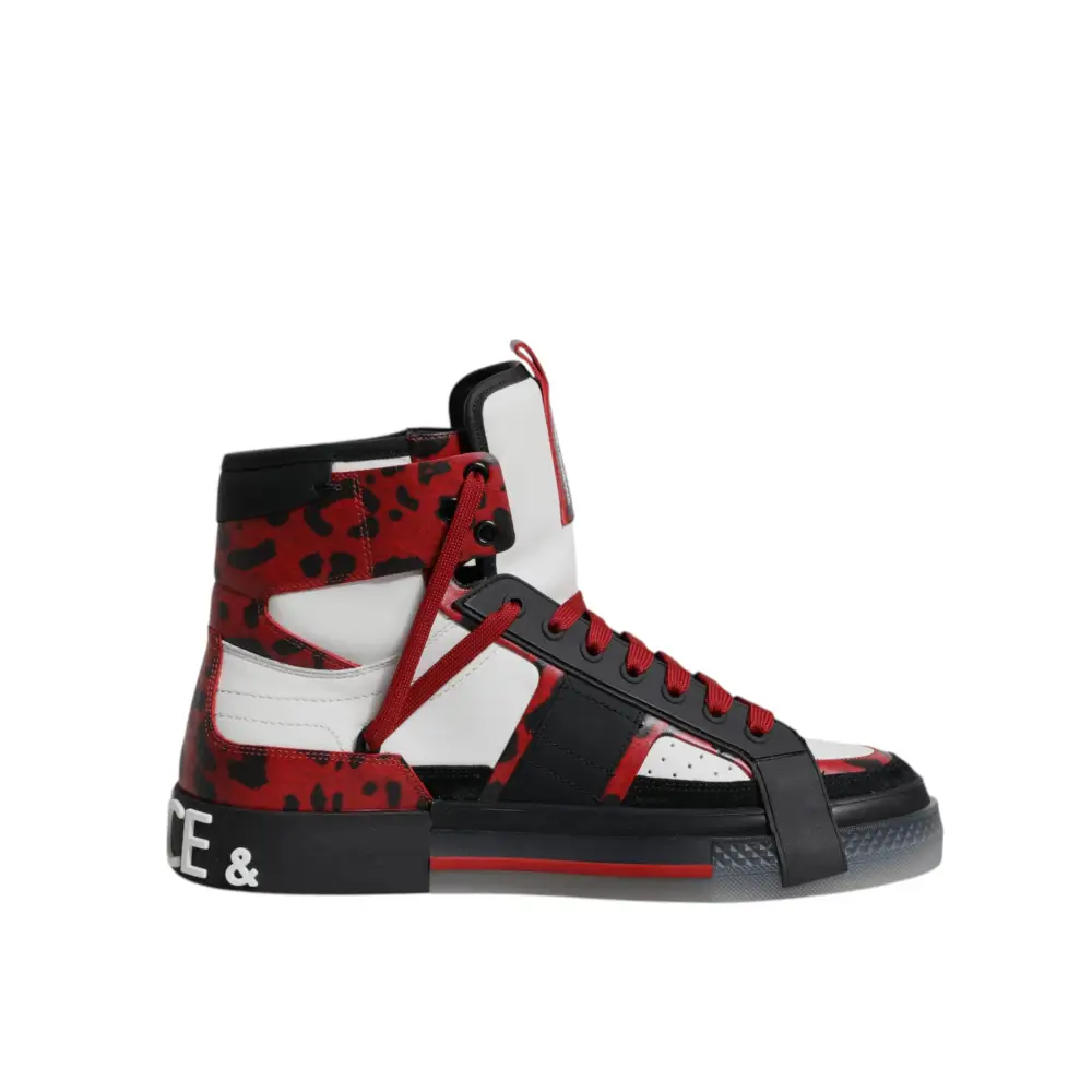 Dolce & Gabbana multicolor leather high top sneaker med leopardprint