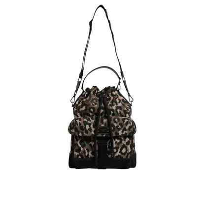 Dolce & Gabbana Multicolor Leopard Cotton Shoulder Bucket Bag