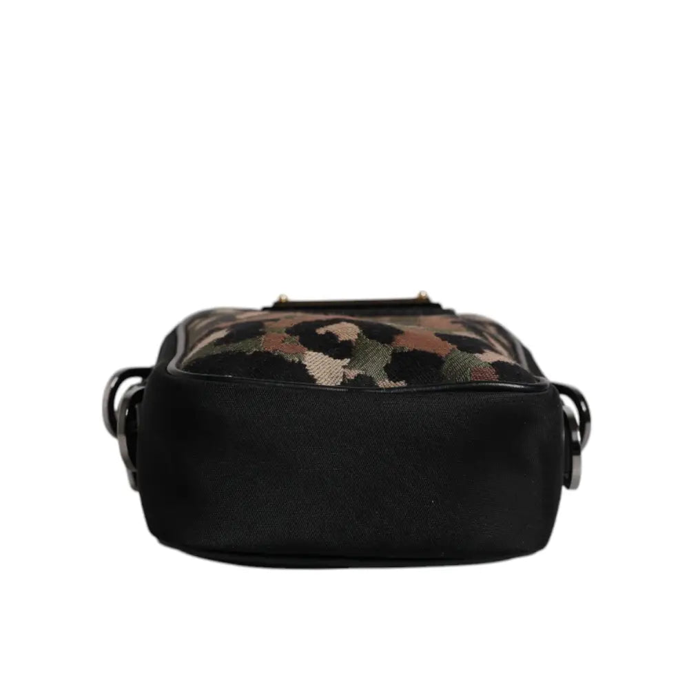 Dolce & Gabbana Multicolor Leopard Jacquard Logo Plaque Neck Strap Bag