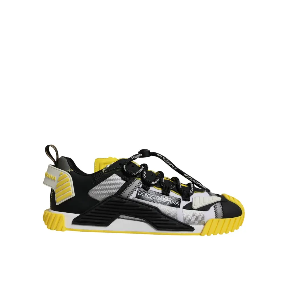 Dolce & Gabbana multicolor low top NS1 sneakers in black and yellow with textured mesh and bold soles