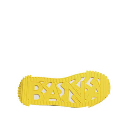 Gabbana multicolor low top NS1 sneakers with bright yellow rubber sole and bold banana cut-out lettering