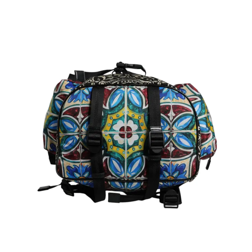 Dolce & Gabbana multicolor maiolica print nylon backpack bag with vibrant tiles