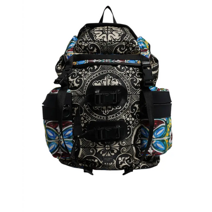 Dolce & Gabbana multicolor maiolica print nylon backpack with colorful accents