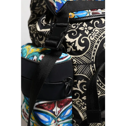 Dolce & Gabbana multicolor maiolica print nylon backpack with vibrant patterns