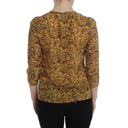 Dolce & Gabbana Multicolor Mosaic Print Silk Blouse T-shirt