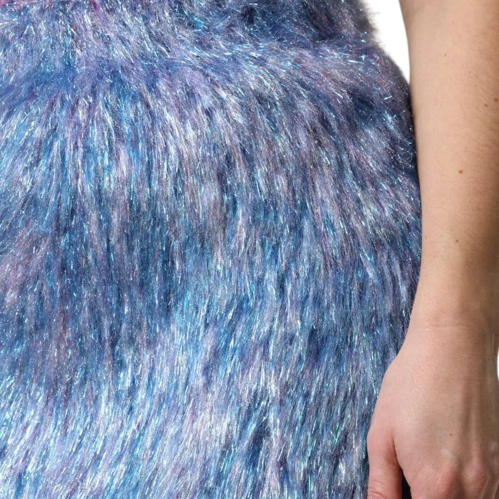 Dolce & Gabbana Multicolor Plush High Waist Mini Skirt