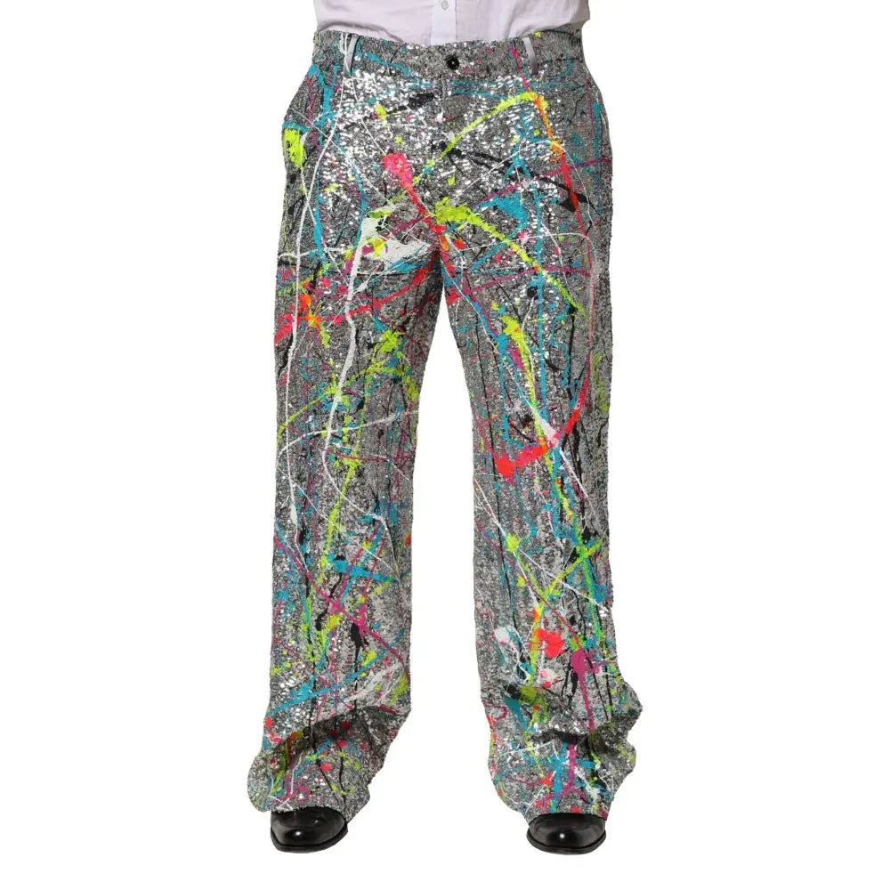 Dolce & Gabbana Multicolor Sequined Embellished Pants