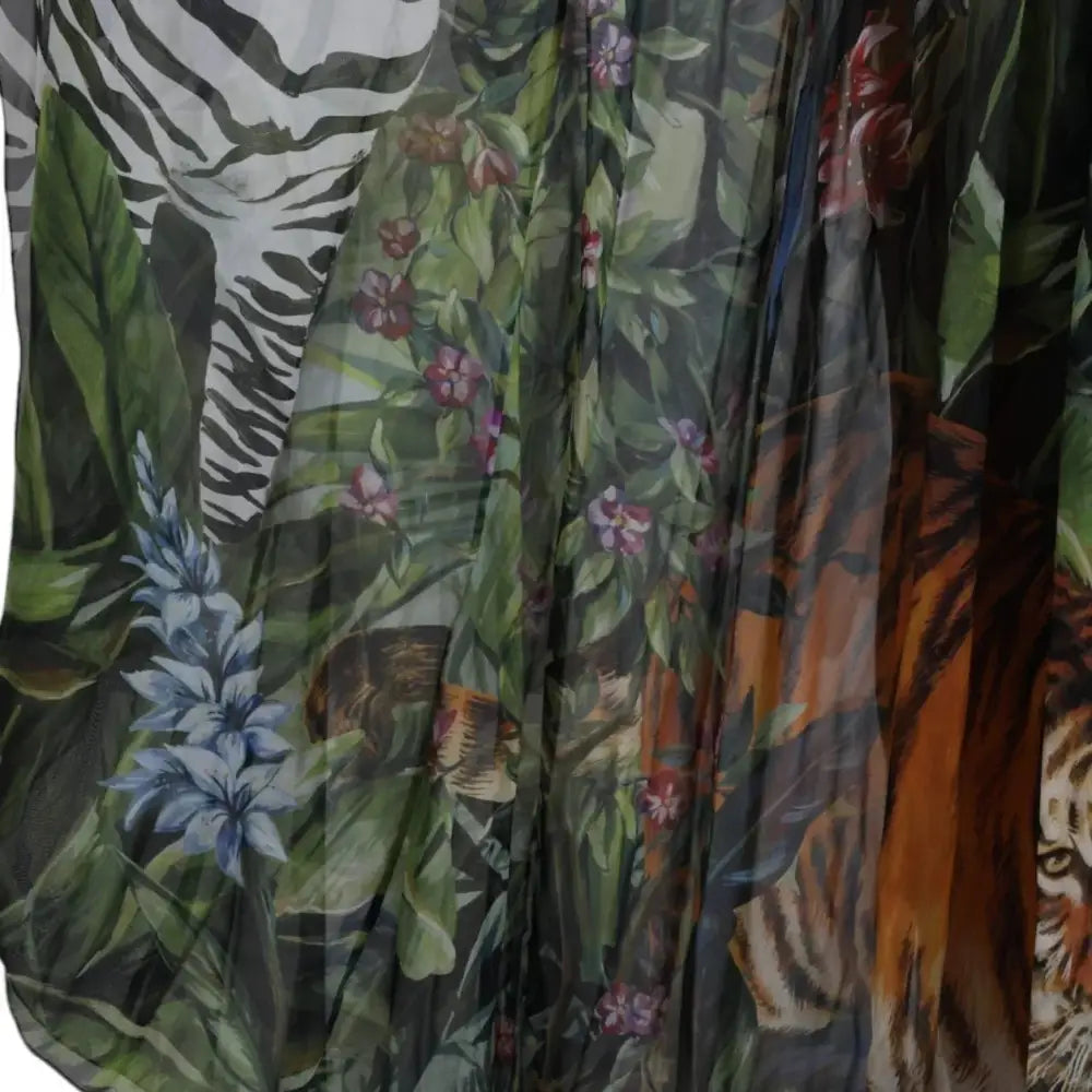 Dolce & Gabbana Multicolor Silk Jungle Print Women Maxi Dress