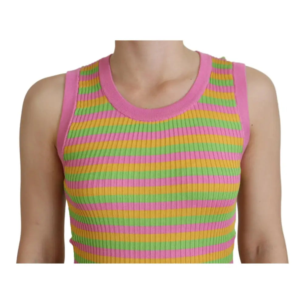 Dolce & Gabbana Multicolor Silk Vest Pullover Tank Top