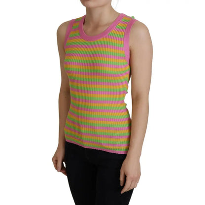 Dolce & Gabbana Multicolor Silk Vest Pullover Tank Top