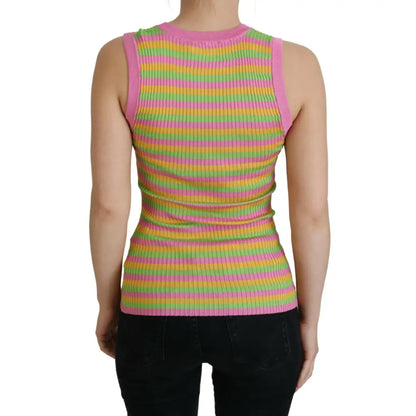 Dolce & Gabbana Multicolor Silk Vest Pullover Tank Top