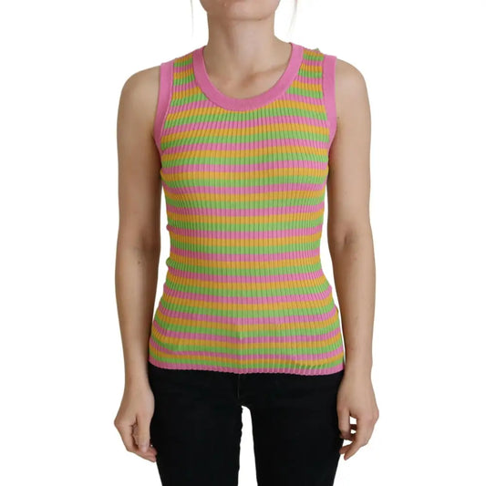 Dolce & Gabbana Multicolor Silk Vest Pullover Tank Top
