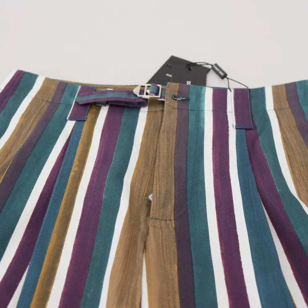 Dolce & Gabbana Multicolor Striped Stretch Cotton Shorts
