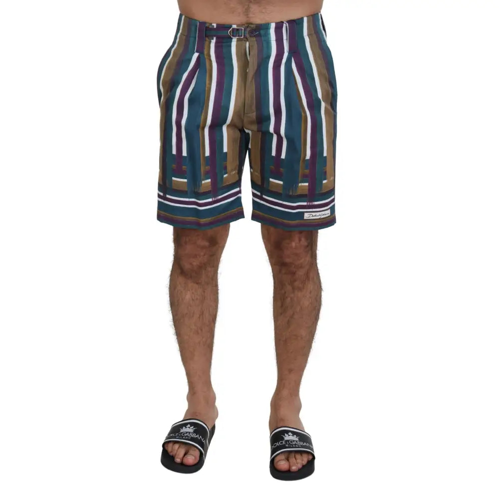 Dolce & Gabbana Multicolor Striped Stretch Cotton Shorts