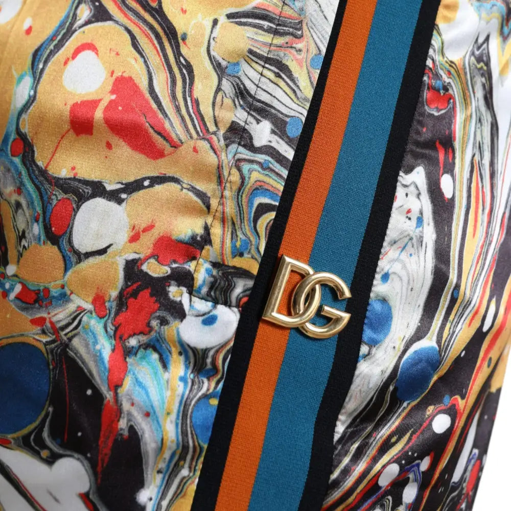 Dolce & Gabbana Multifarve Marble Print Satin Bukser & Jeans