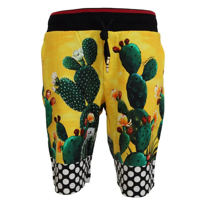 Dolce & Gabbana Multifarver Cactus Print Bomuld Sweat Shorts