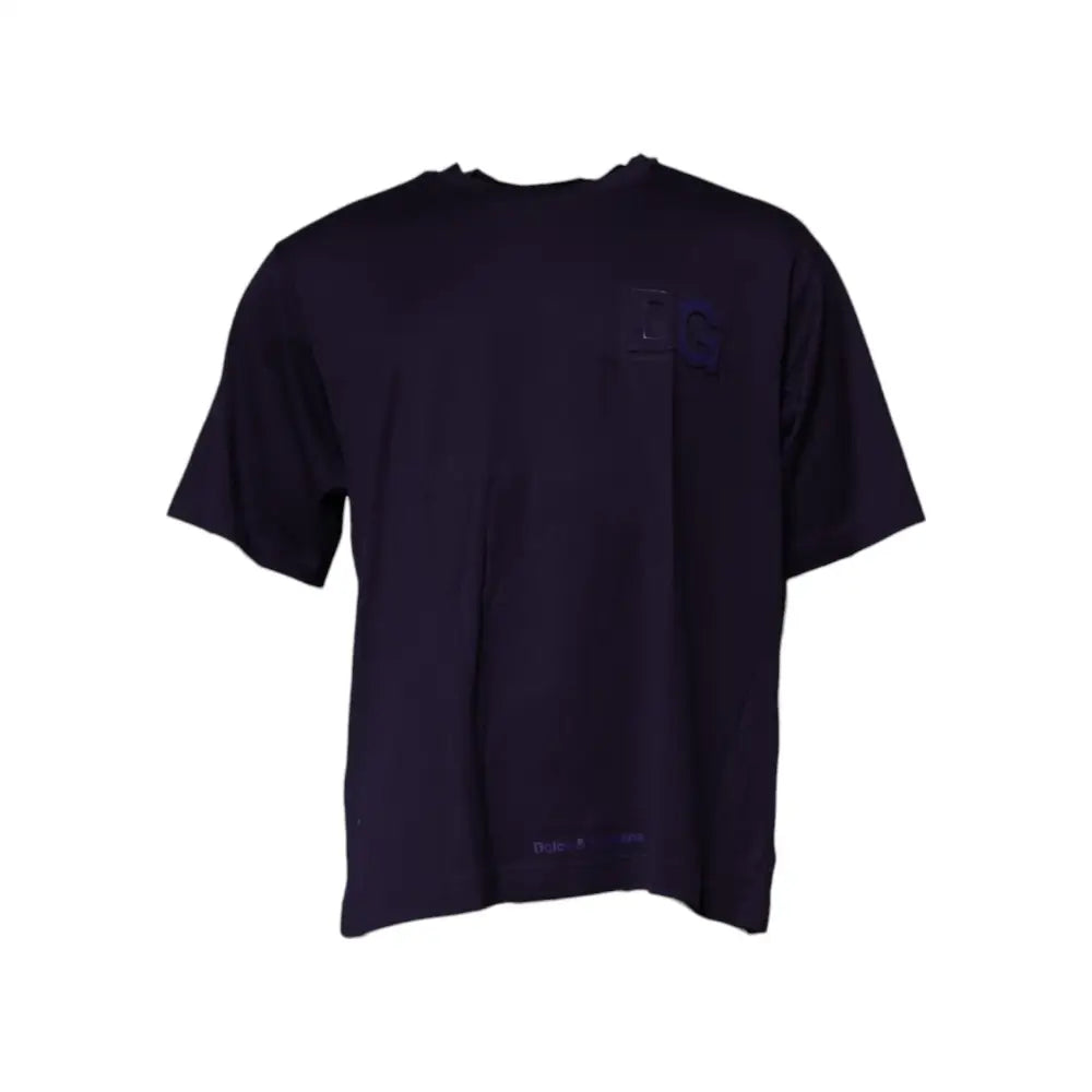 Dolce & Gabbana Navy Blue DG Logo Cotton Crew Neck T-shirt