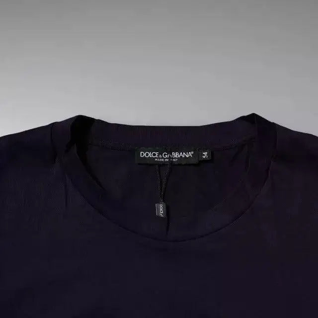 Dolce & Gabbana Navy Blue DG Logo Cotton Crew Neck T-shirt