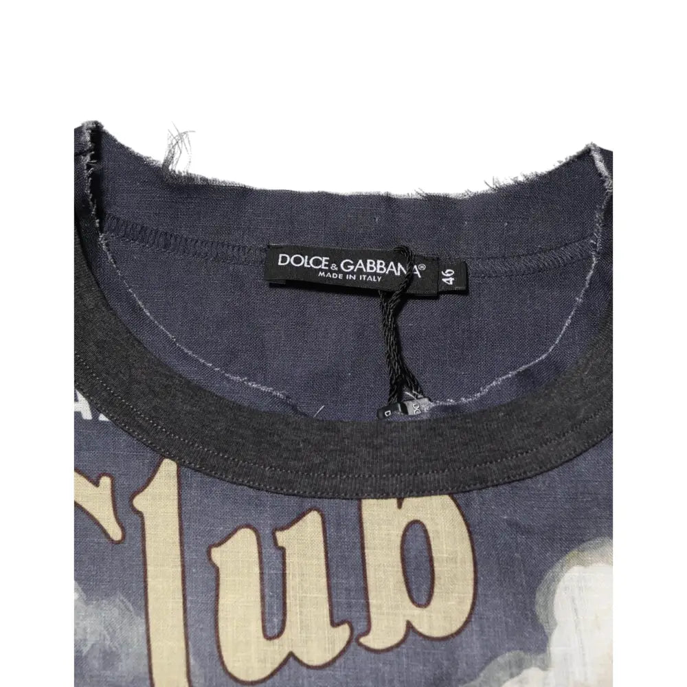 Dolce & Gabbana Palermo Jazz Club Linen Crew Neck Men T-shirt