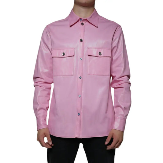 Dolce & Gabbana Pink Cotton Collared Button Down Shirt