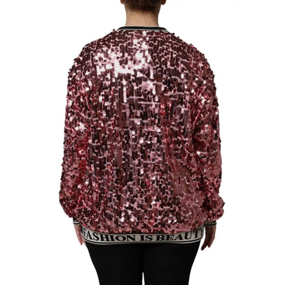 Dolce & Gabbana Pink DG Queen Sequin Pullover Sweater