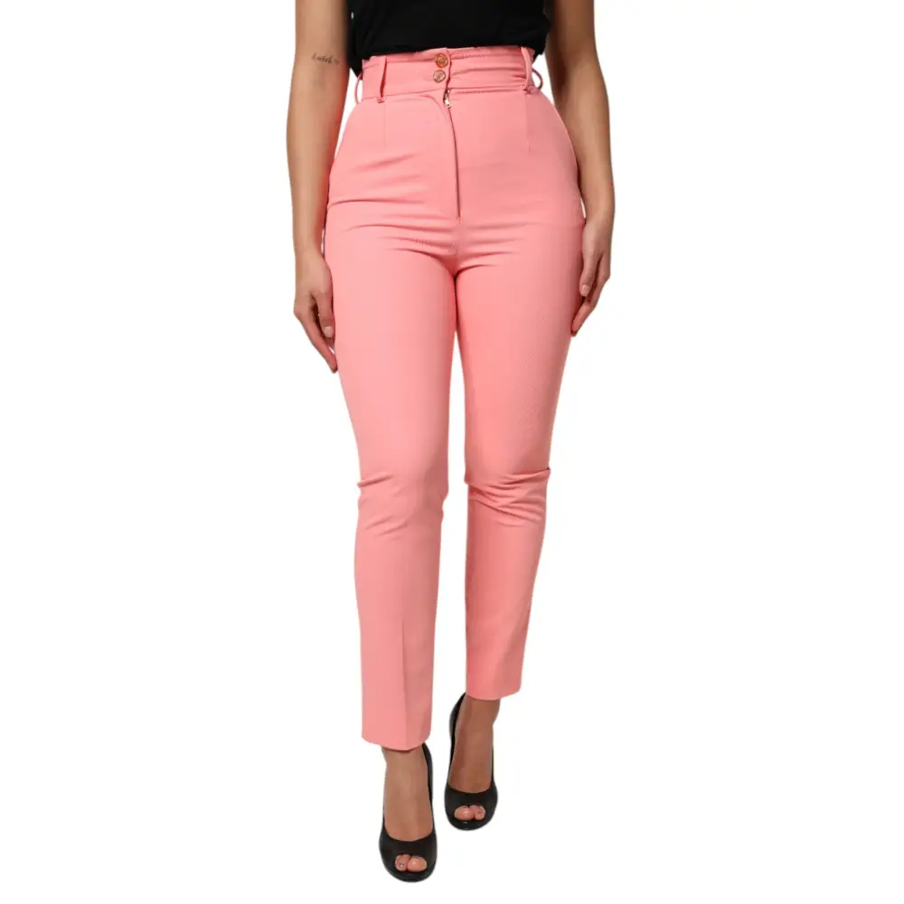 Dolce & Gabbana Pink High Waist Dress Tapered Pants - Bukser