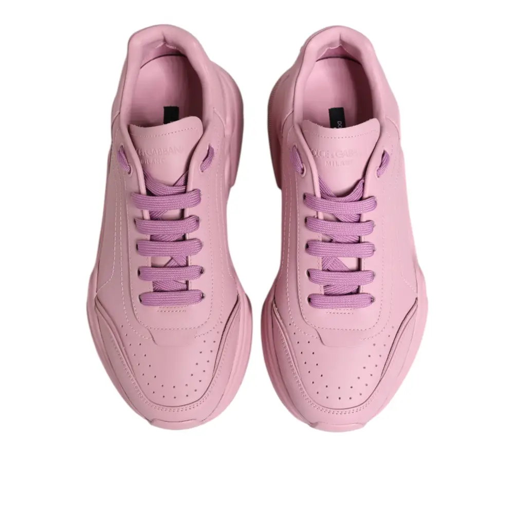 Dolce & Gabbana pink leather Daymaster low top sneakers med lavendel snører